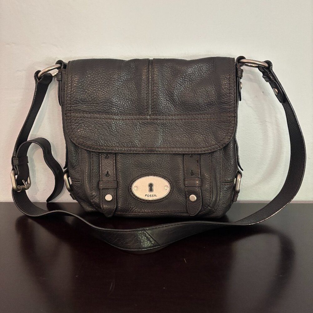 Fossil Black Leather Maddox Shoulder Bag